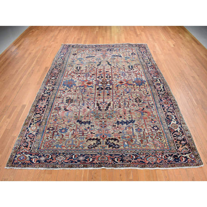 Heriz Wool Hand Knotted Rug Beige Blue 9.3X12.4 -O087918