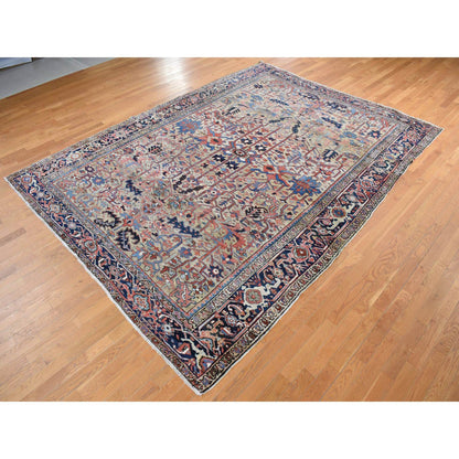 Heriz Wool Hand Knotted Rug Beige Blue 9.3X12.4 -O087918