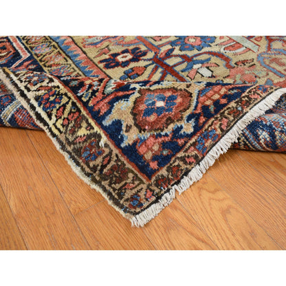 Heriz Wool Hand Knotted Rug Beige Blue 9.3X12.4 -O087918