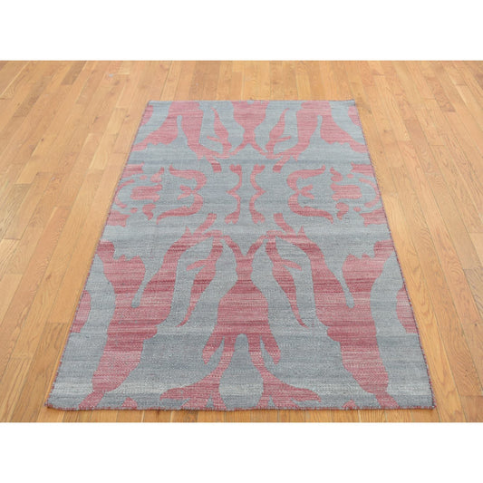 Flat Weave Wool Hand Woven Rug Grey No Border 4.0X5.2 -O087924