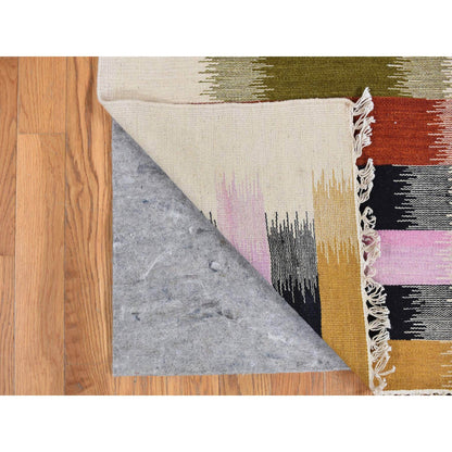 Flat Weave Wool Hand Woven Rug Ivory No Border 2.7X12.2 -O087926