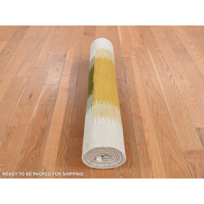 Flat Weave Wool Hand Woven Rug Ivory No Border 2.7X12.2 -O087926