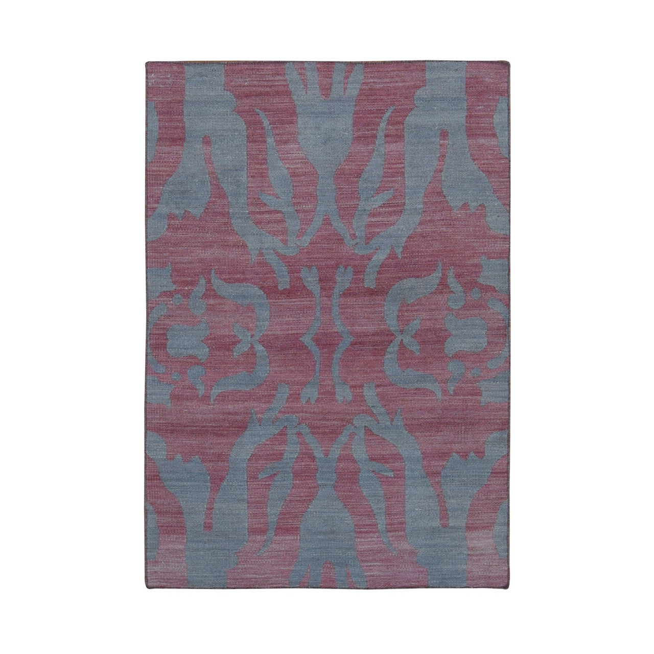 Flat Weave Wool Hand Woven Rug Grey No Border 4.0X6.0 -O087929