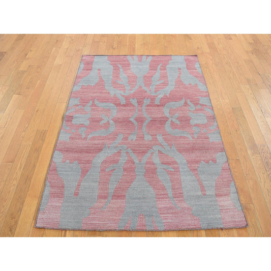 Flat Weave Wool Hand Woven Rug Grey No Border 4.0X6.0 -O087929