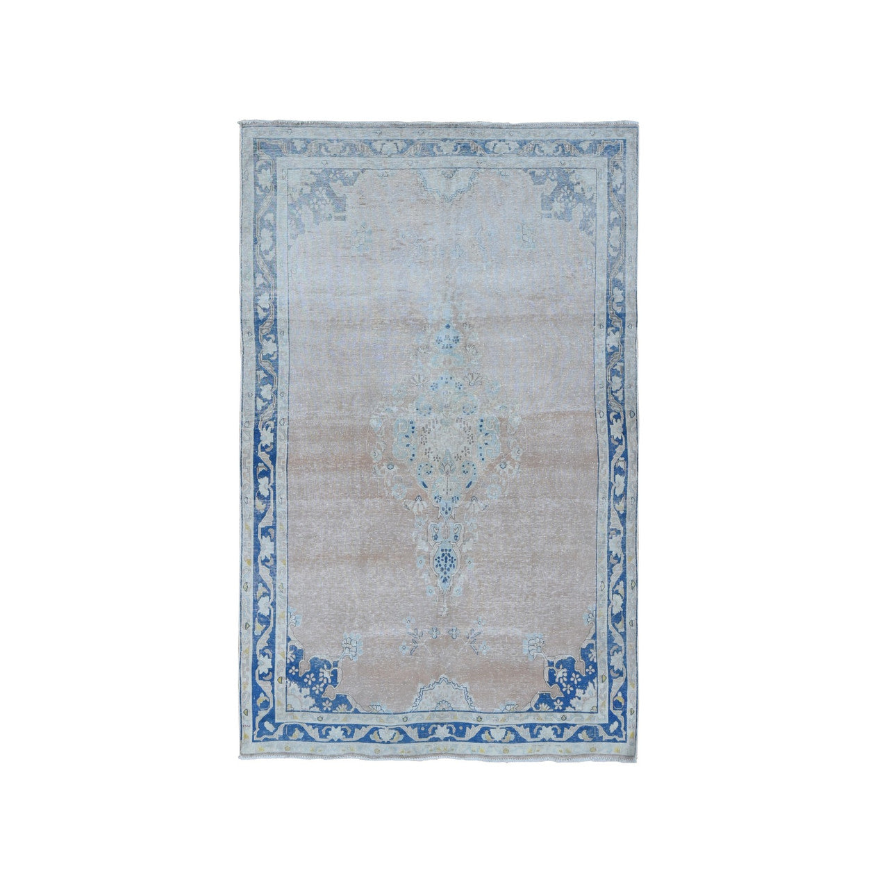 Pink 4'7" x 6'7" Overdyed & Vintage Worn Hand knotted Wool Rug - Sku: O087930