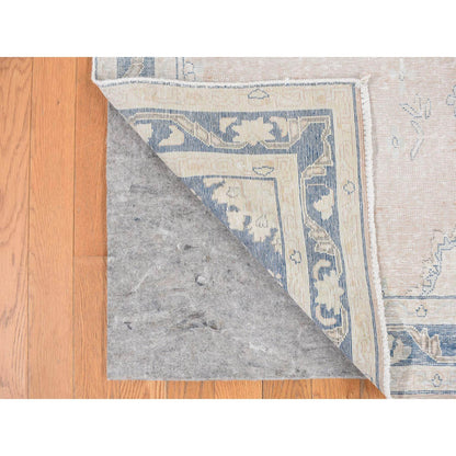 Overdyed & Vintage Worn Wool Hand Knotted Rug Pink Blue 4.7X6.7 -O087930