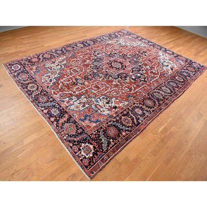 Heriz Wool Hand Knotted Rug Red Blue 9.8X12.10 -O087933