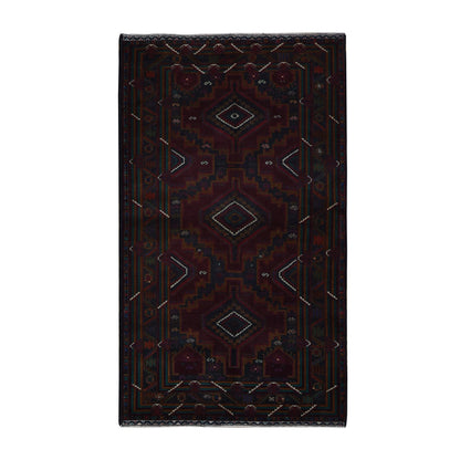 Tribal & Geometric Wool Hand Knotted Rug Red Red 3.10X7.0 -O087935