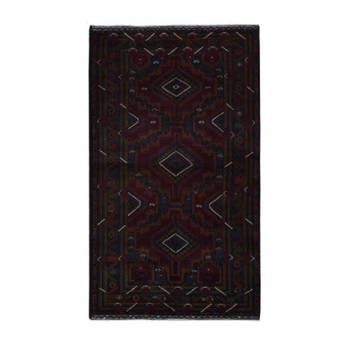 Tribal & Geometric Wool Hand Knotted Rug Red Red 3.10X7.0 -O087935