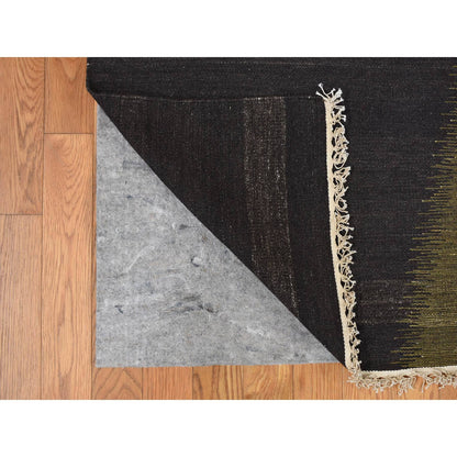 Flat Weave Wool Hand Woven Rug Green No Border 10.0X14.6 -O087936