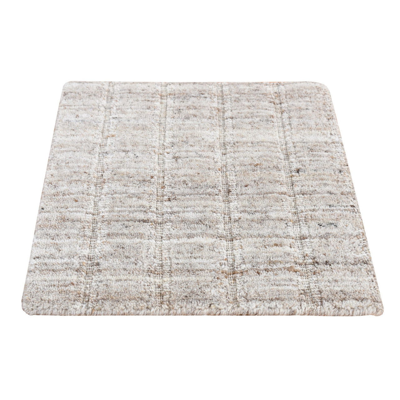Gray 1'5" x 1'6" Modern and Contemporary Handloom Wool Rug - Sku: O087941