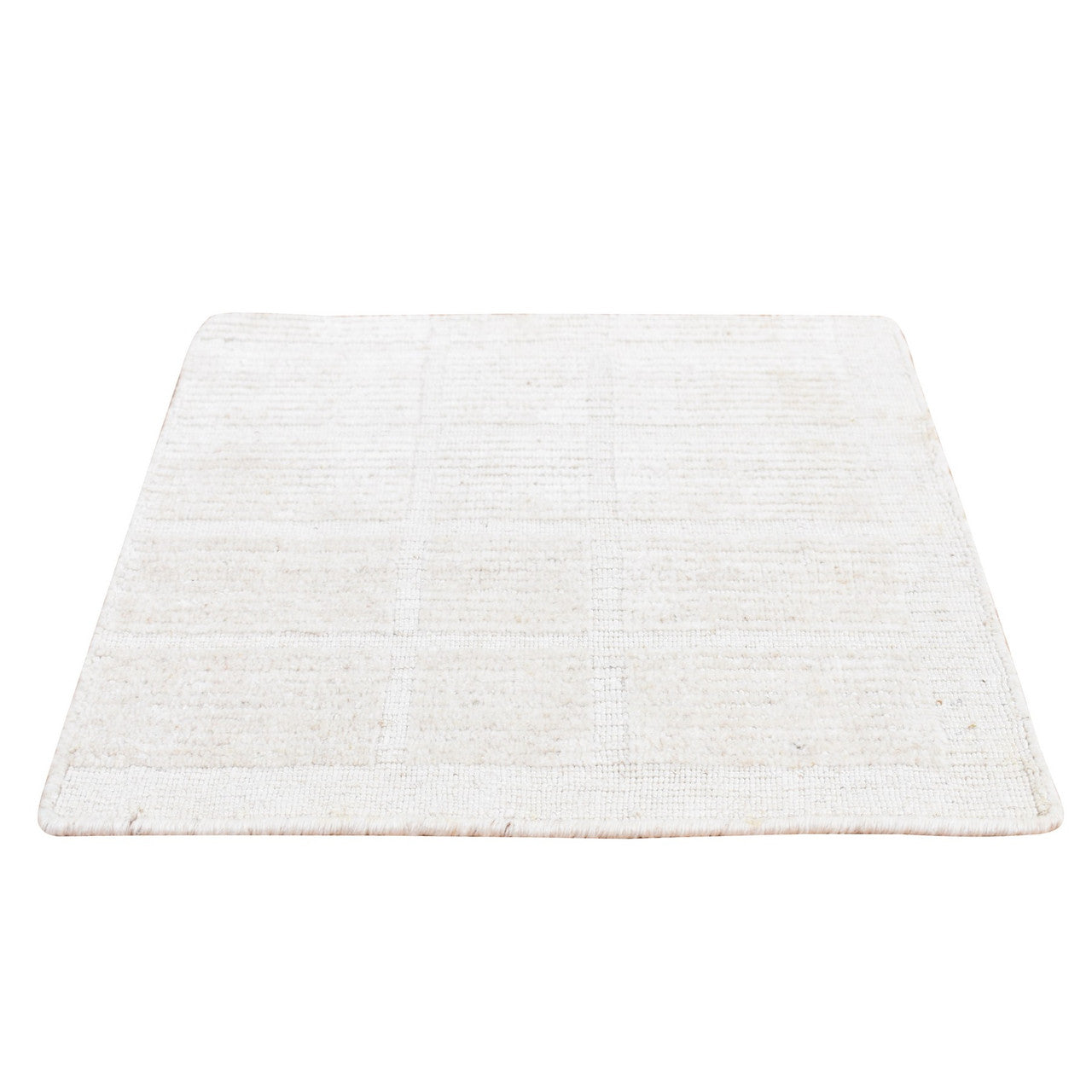 Ivory 1'6" x 1'6" Modern and Contemporary Handloom Wool Rug - Sku: O087945