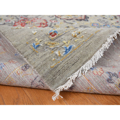 Transitional Wool & Silk Hand Knotted Rug Grey Gray 10.0X10.6 -O087946