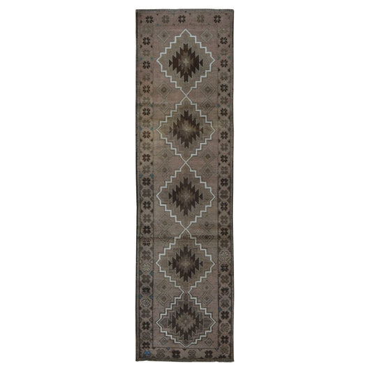 Tribal & Geometric Wool Hand Knotted Rug Brown Brown 2.3X8.3 -O087951