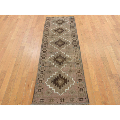 Tribal & Geometric Wool Hand Knotted Rug Brown Brown 2.3X8.3 -O087951
