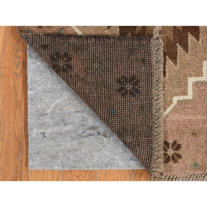 Tribal & Geometric Wool Hand Knotted Rug Brown Brown 2.3X8.3 -O087951