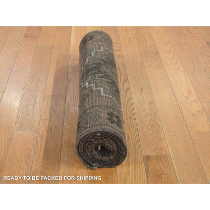 Tribal & Geometric Wool Hand Knotted Rug Brown Brown 2.3X8.3 -O087951