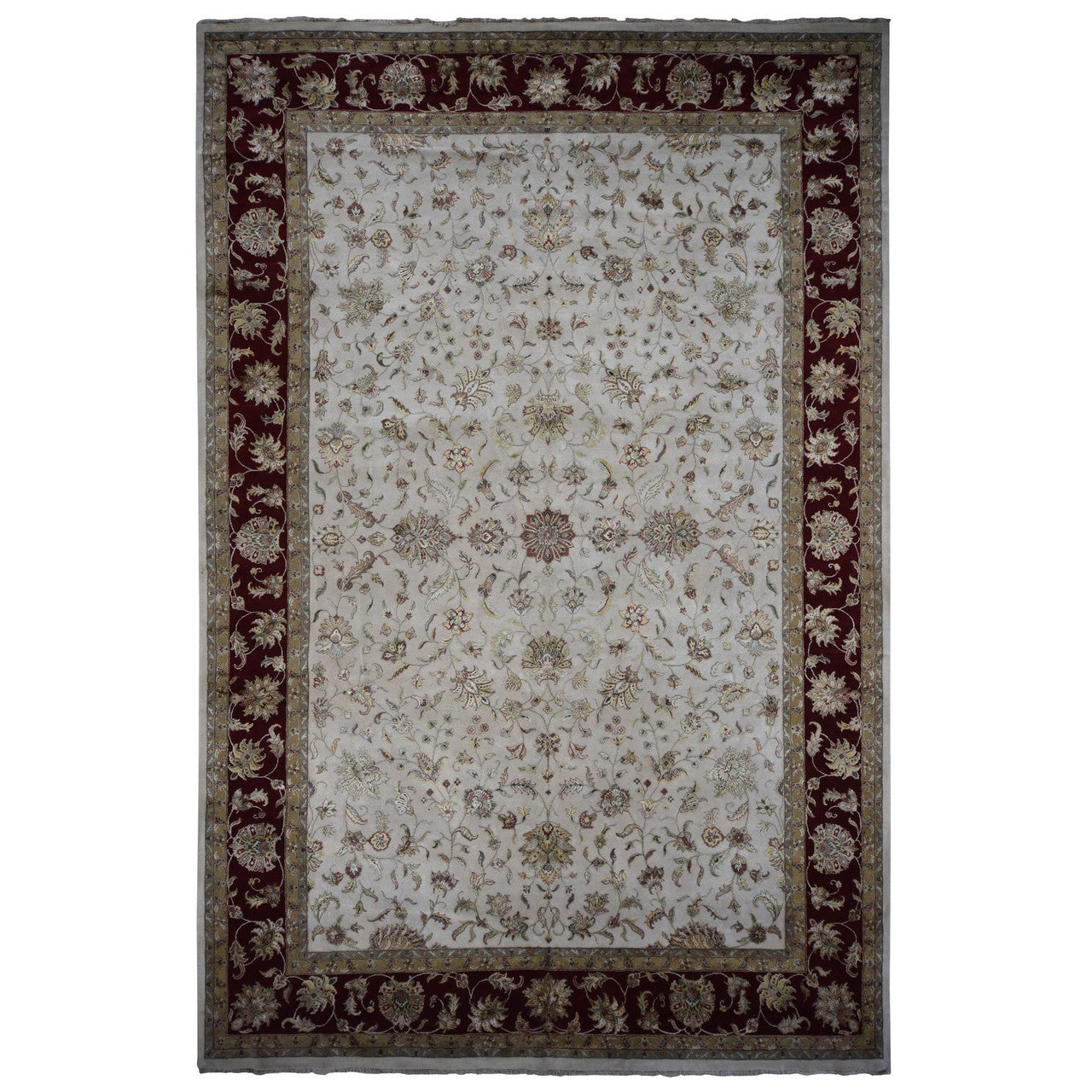 Ivory 12'0" x 18'2" Rajasthan Hand knotted Wool/Silk Rug - Sku: O087952