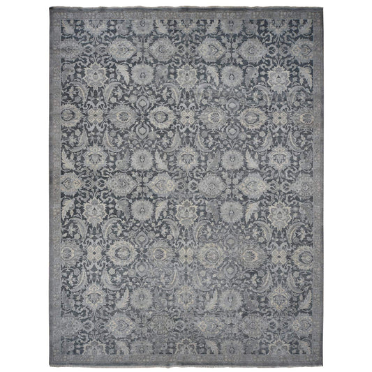 Oushak And Peshawar Wool & Silk Hand Knotted Rug Grey Gray 12.0X15.8 -O087953