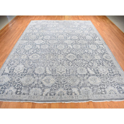 Oushak And Peshawar Wool & Silk Hand Knotted Rug Grey Gray 12.0X15.8 -O087953