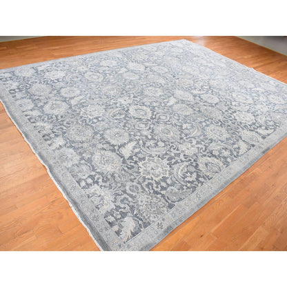Oushak And Peshawar Wool & Silk Hand Knotted Rug Grey Gray 12.0X15.8 -O087953