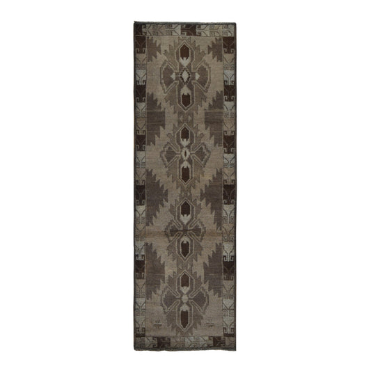 Tribal & Geometric Wool Hand Knotted Rug Brown No Border 2.5X8.0 -O087955
