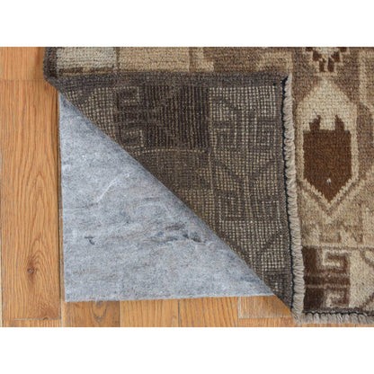 Tribal & Geometric Wool Hand Knotted Rug Brown No Border 2.5X8.0 -O087955