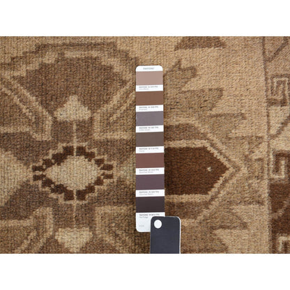 Tribal & Geometric Wool Hand Knotted Rug Brown No Border 2.5X8.0 -O087955