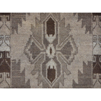 Tribal & Geometric Wool Hand Knotted Rug Brown No Border 2.5X8.0 -O087955