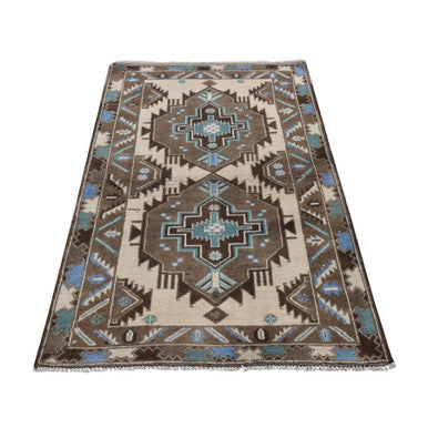 Tribal & Geometric Wool Hand Knotted Rug Brown Brown 2.9X4.6 -O087956