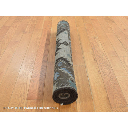 Tribal & Geometric Wool Hand Knotted Rug Brown Brown 2.9X4.6 -O087956