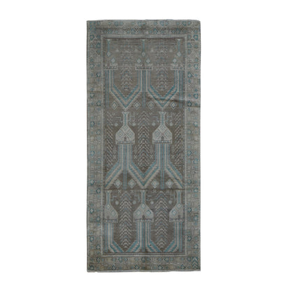 Tribal & Geometric Wool Hand Knotted Rug Grey Gray 4.1X9.2 -O087961