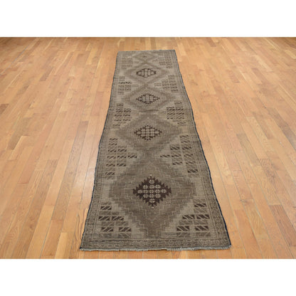 Tribal & Geometric Wool Hand Knotted Rug Brown Brown 2.9X12.8 -O087963