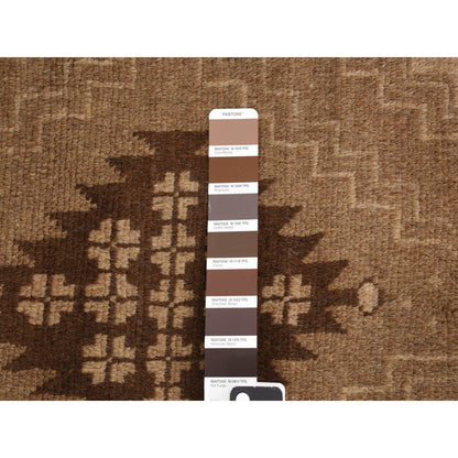 Tribal & Geometric Wool Hand Knotted Rug Brown Brown 2.9X12.8 -O087963