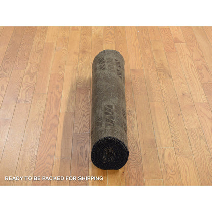 Tribal & Geometric Wool Hand Knotted Rug Brown Brown 2.9X12.8 -O087963