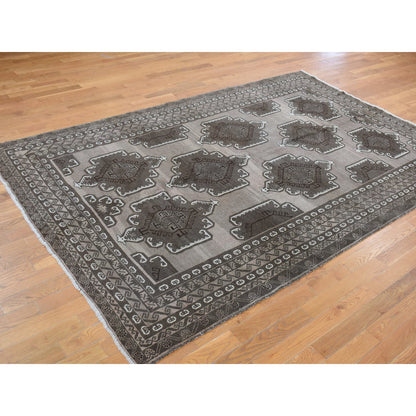 Tribal & Geometric Wool Hand Knotted Rug Grey Gray 6.3X9.10 -O087964