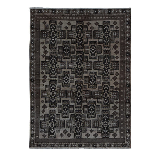 Tribal & Geometric Wool Hand Knotted Rug Brown Brown 6.6X8.10 -O087967