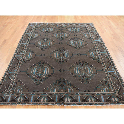 Tribal & Geometric Wool Hand Knotted Rug Brown Brown 6.8X9.9 -O087968