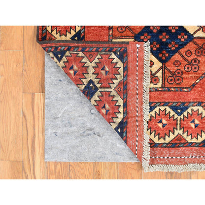 Tribal & Geometric Wool Hand Knotted Rug Red Red 2.10X9.9 -O087969