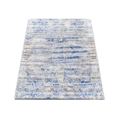 Modern and Contemporary Wool & Silk Hand Knotted Rug Blue 2.0x3.1 -O087972