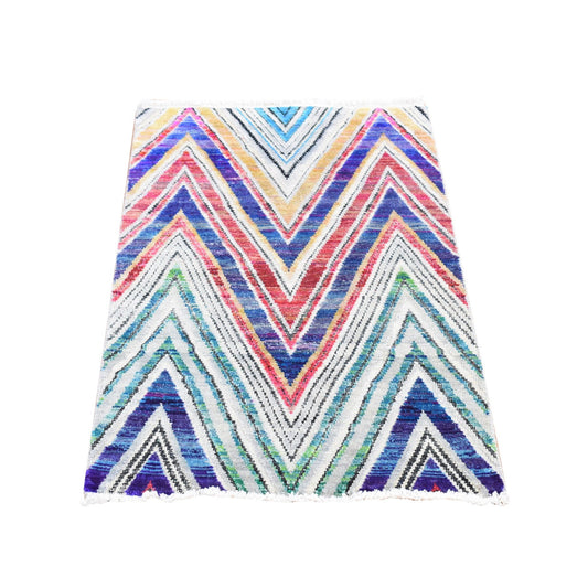 Modern and Contemporary Wool & Silk Hand Knotted Rug Red No Border 2.0X3.3 -O087974