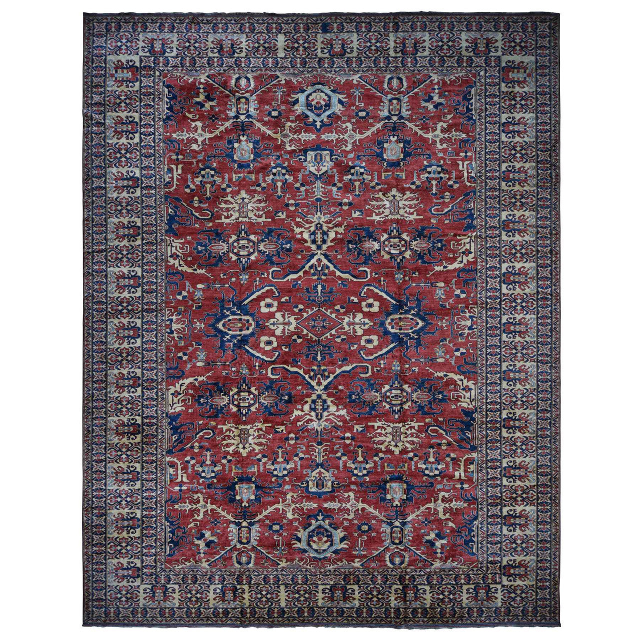 Red 15'9" x 19'10" Kazak Hand knotted Wool Rug - Sku: O087978