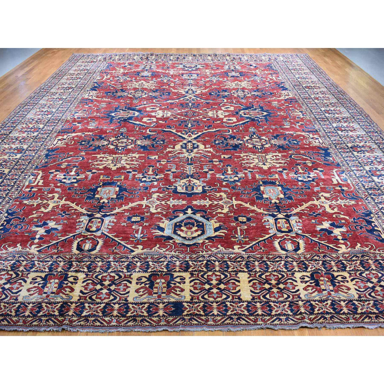 Red 15'9" x 19'10" Kazak Hand knotted Wool Rug - Sku: O087978