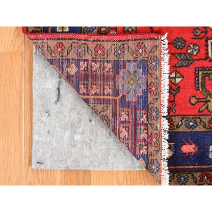 Tribal & Geometric Wool Hand Knotted Rug Red Blue 3.4X4.4 -O087979