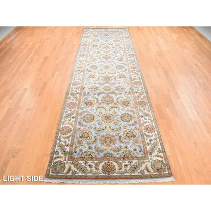 Rajasthan Wool Hand Knotted Rug Grey White 5.0X16.10 -O087983