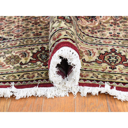Fine Oriental Wool Hand Knotted Rug Red White 5.0X12.9 -O087985