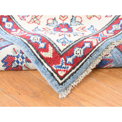 Kazak Wool Hand Knotted Rug Blue White 5.3X19.9 -O087986