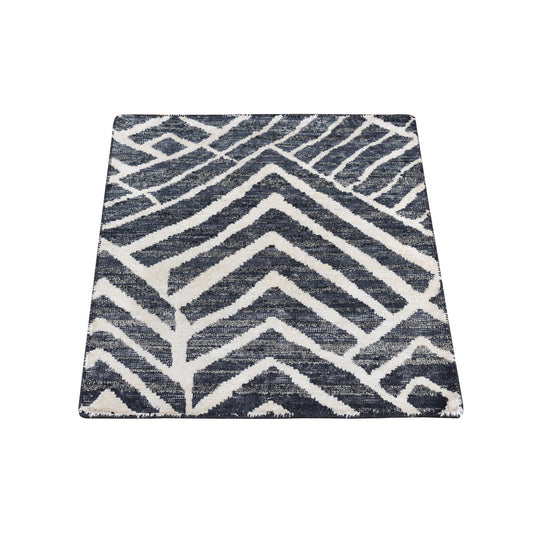 Modern and Contemporary Wool & Silk Hand Knotted Rug Black No Border 2.2X2.2 -O087990