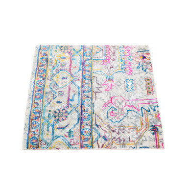 Modern and Contemporary Wool & Silk Hand Knotted Rug Ivory No Border 2.0X2.0 -O087991