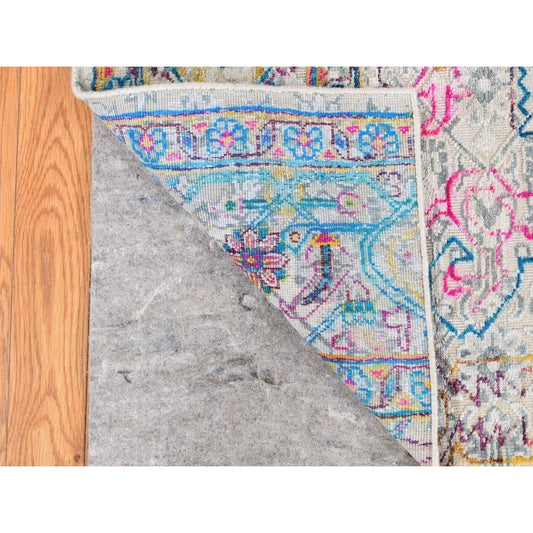 Modern and Contemporary Wool & Silk Hand Knotted Rug Ivory No Border 2.0X2.0 -O087991